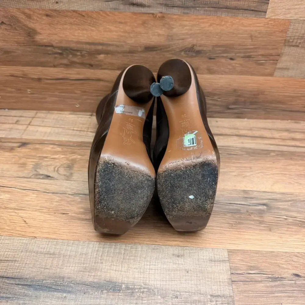 Marni  Platform  size 7 Stiletto Heeled Booties women Brown Leather